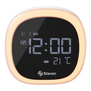 Reloj despertador digital, con termómetro y luz de noche